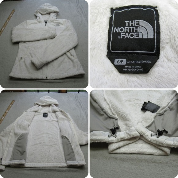 The North Face Jacket Women Small White Soft Osito Fleece Full Zip Hooded Hybrid - Picture 1 of 15